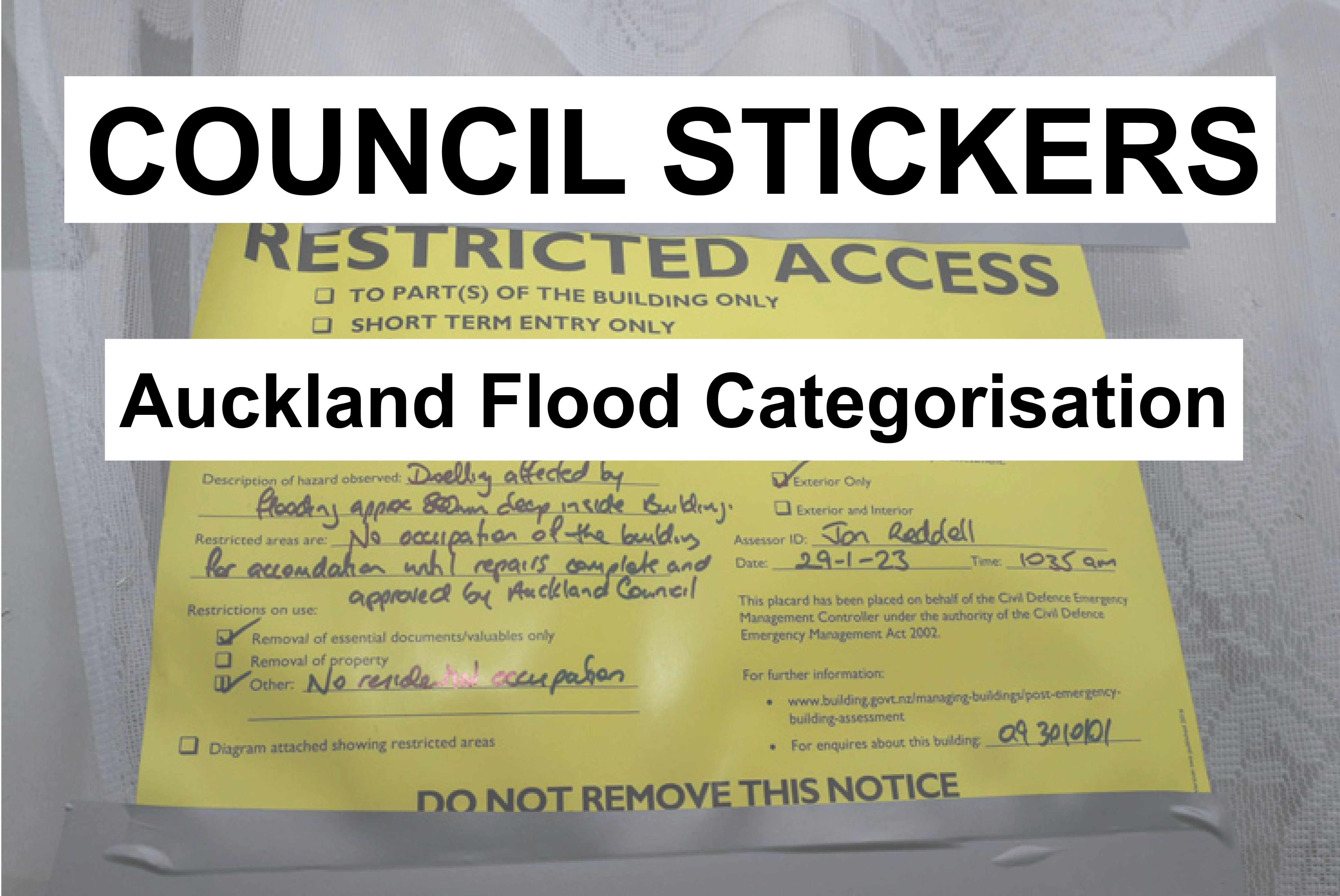 COUNCIL STICKERS - Auckland Flood Categorisation